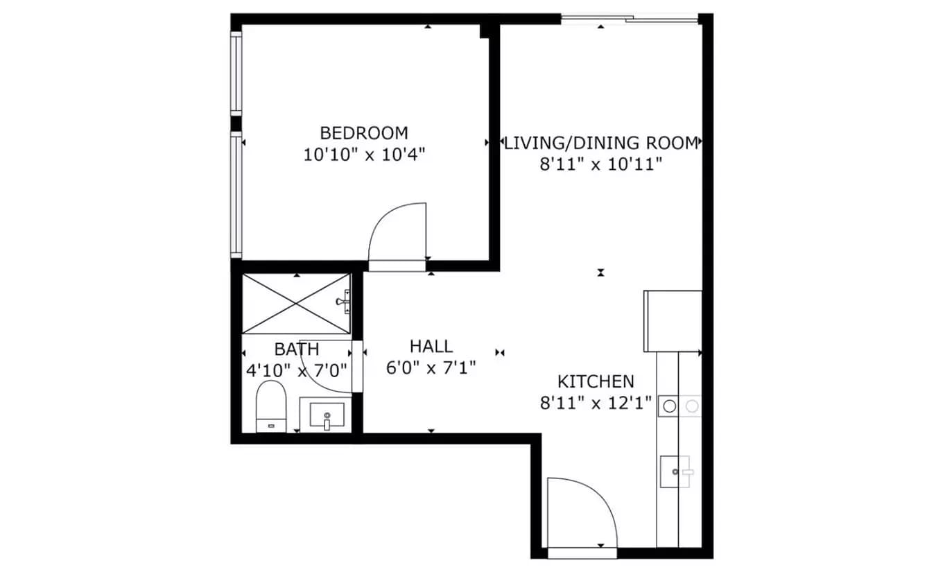 1 Bed • 1 Bath 103 floor plan