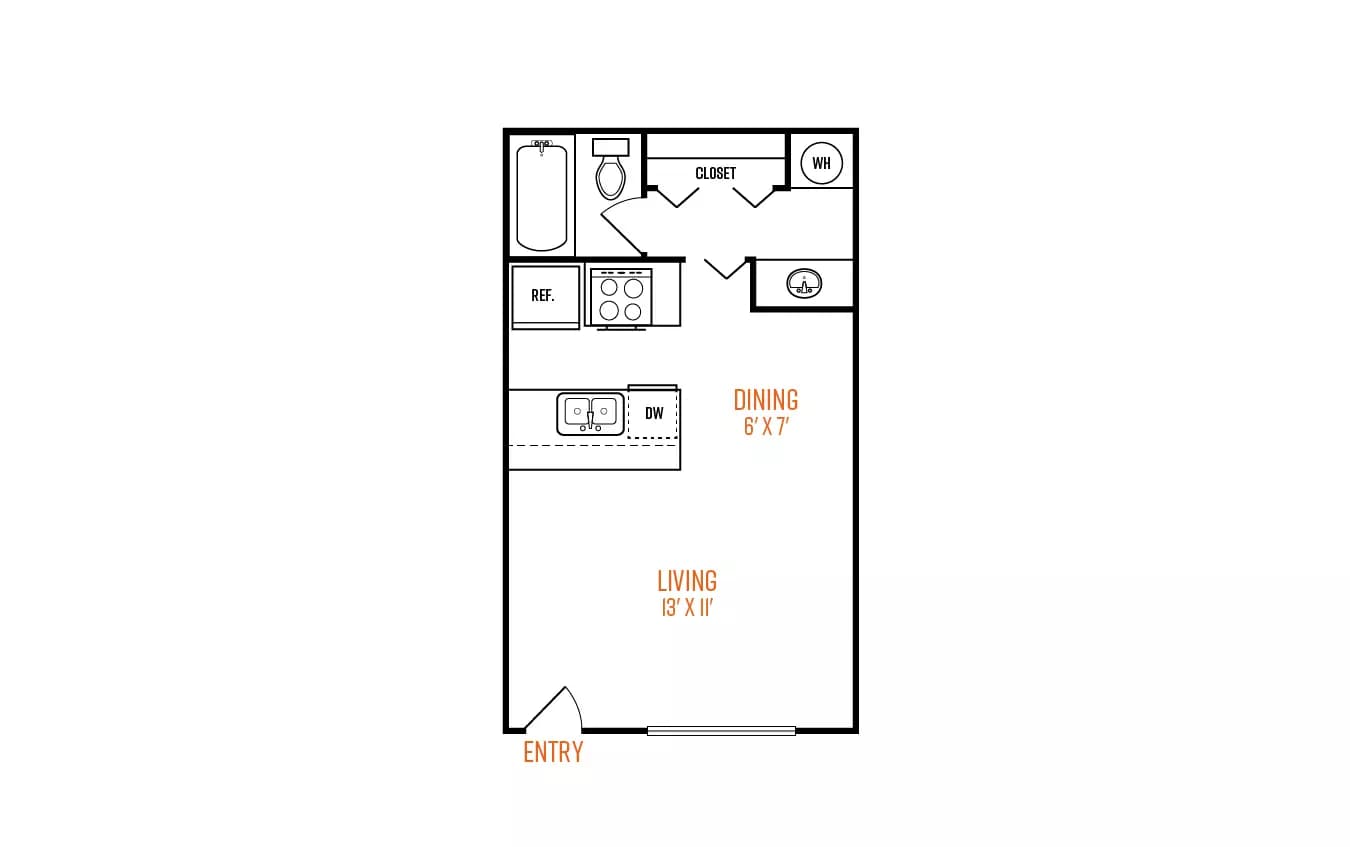 Studio • 1 Bath 108 floor plan
