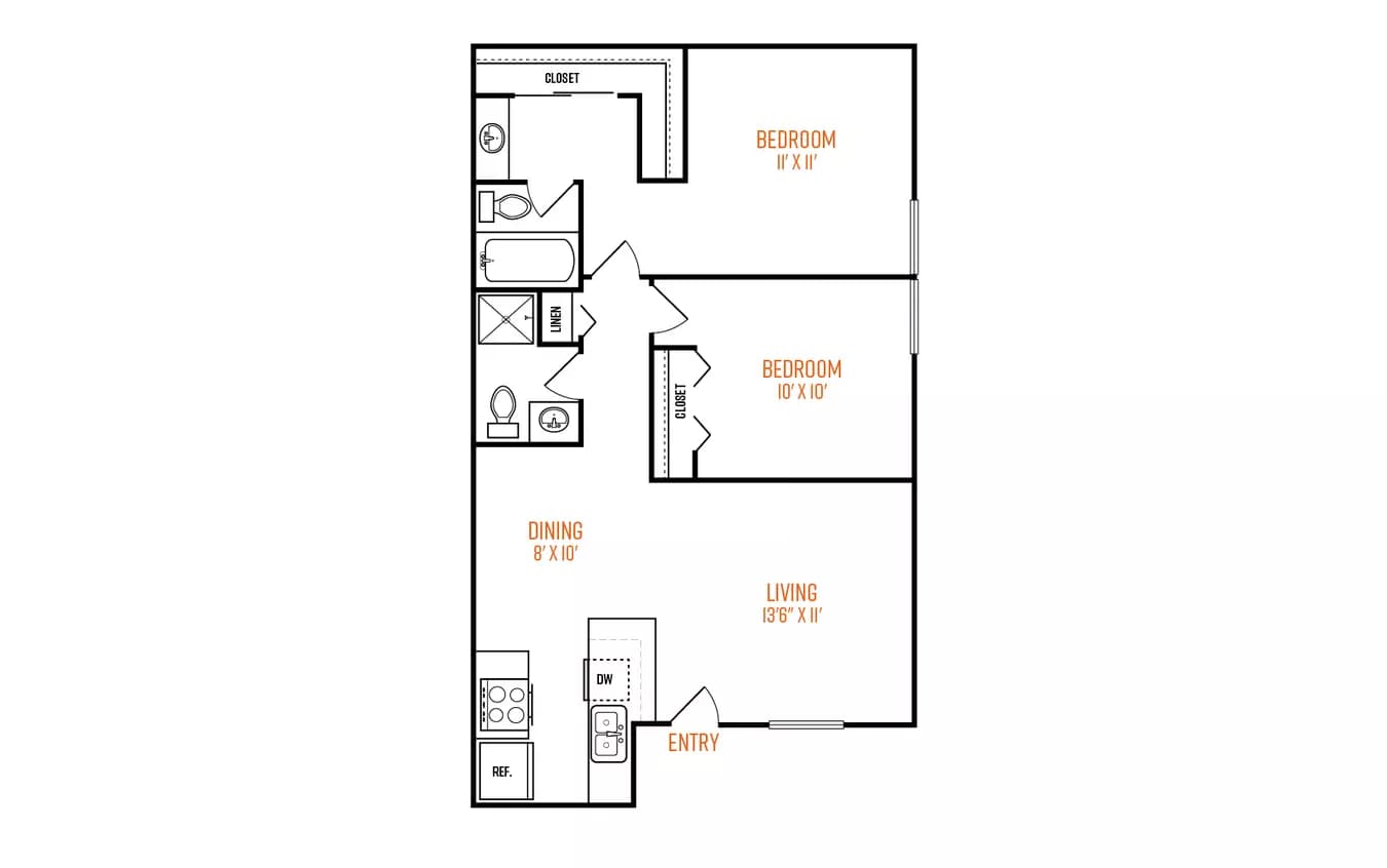 2 Beds • 2 Bath 131 floor plan
