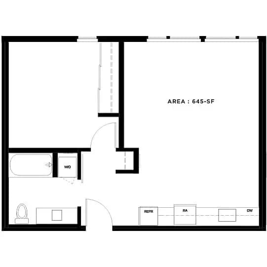 1 Bed • 1 Bath 222 floor plan