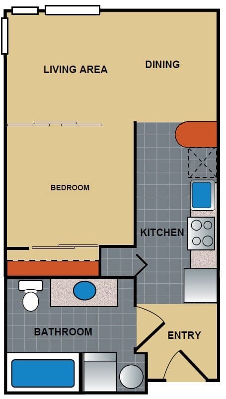 1 Bed • 1 Bath floor plan