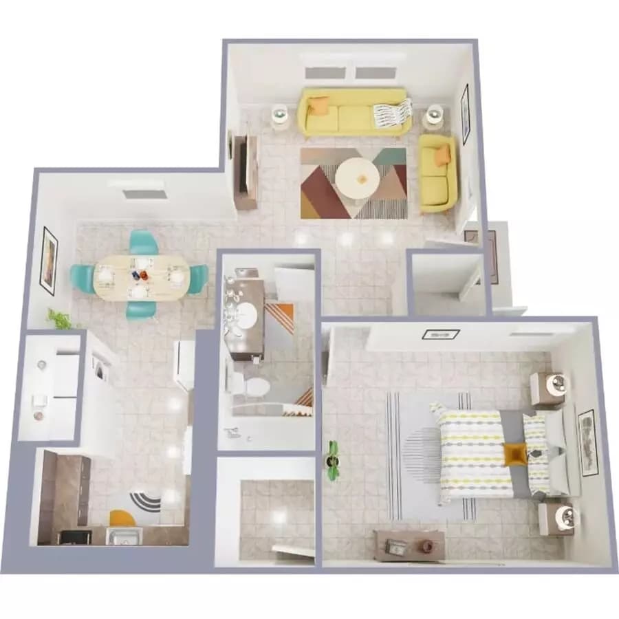 1 Bed • 1 Bath 2084 floor plan