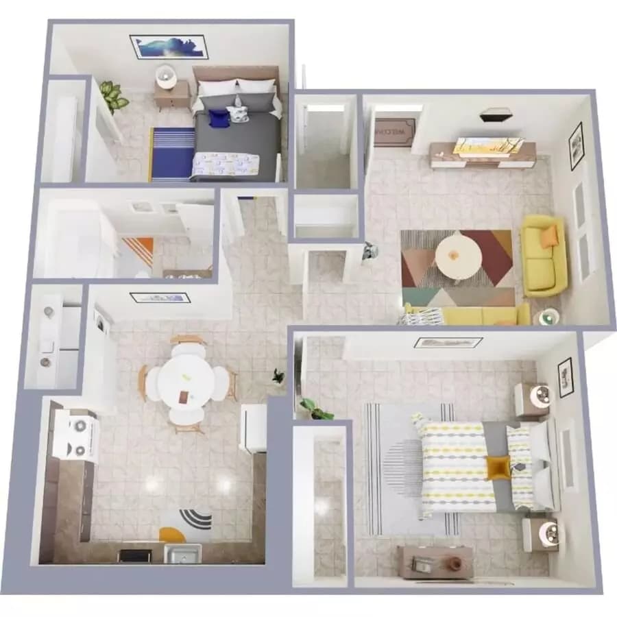 2 Beds • 1 Bath 2145 floor plan