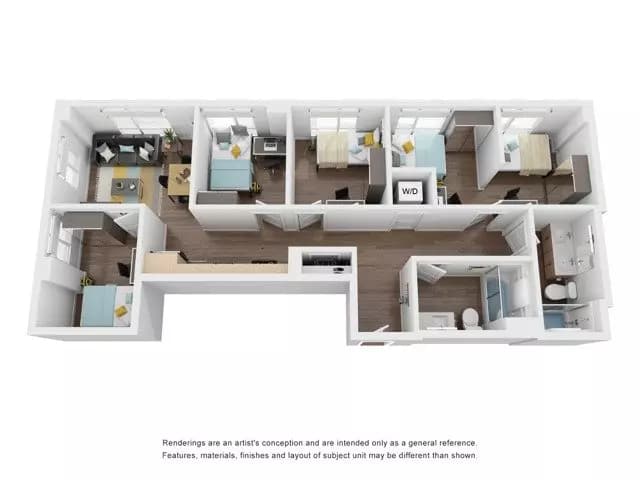 4BR/2BA Shared floor plan