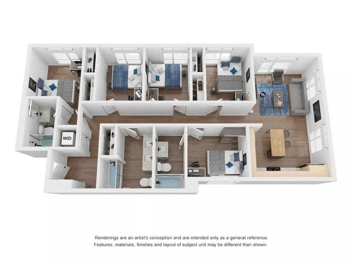 5BR/3BA Private floor plan