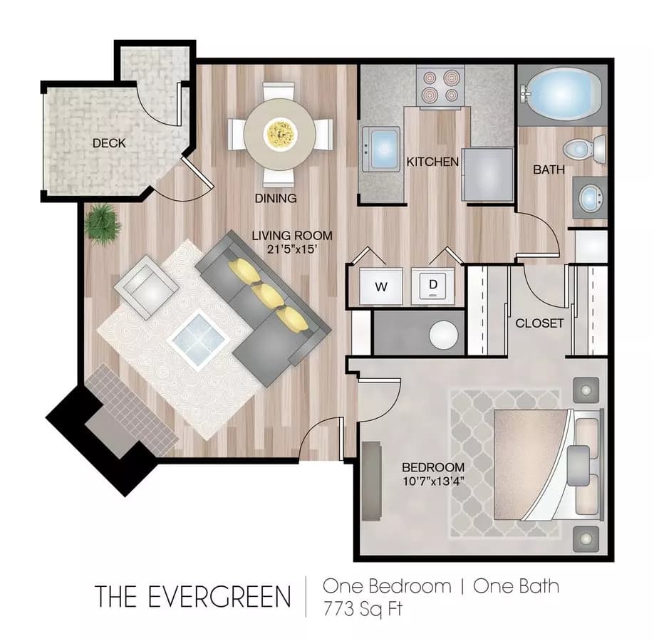 1 Bed • 1 Bath 02103 floor plan