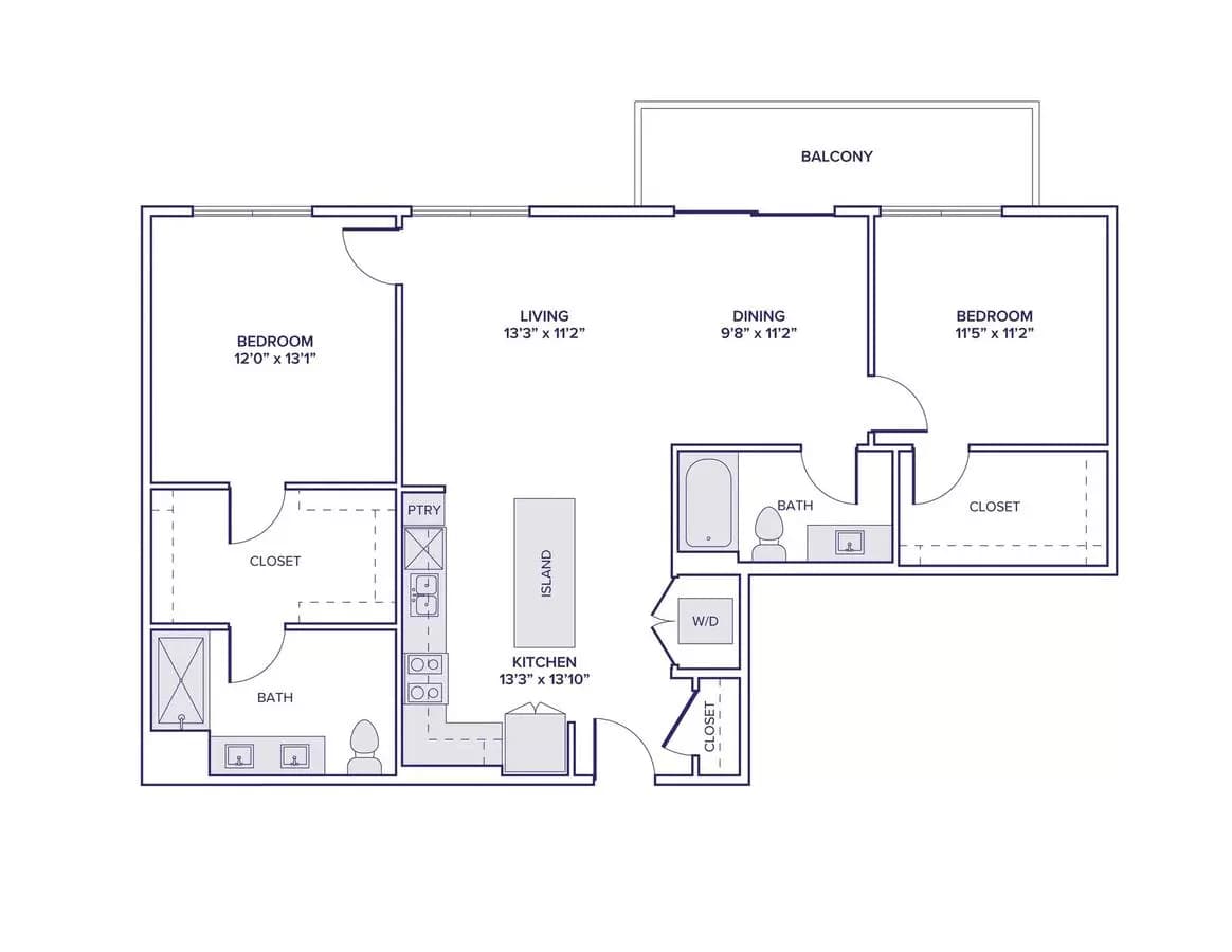 2 Beds • 2 Bath 569 floor plan
