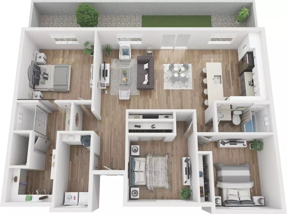 3 Beds • 2 Bath 1030 floor plan