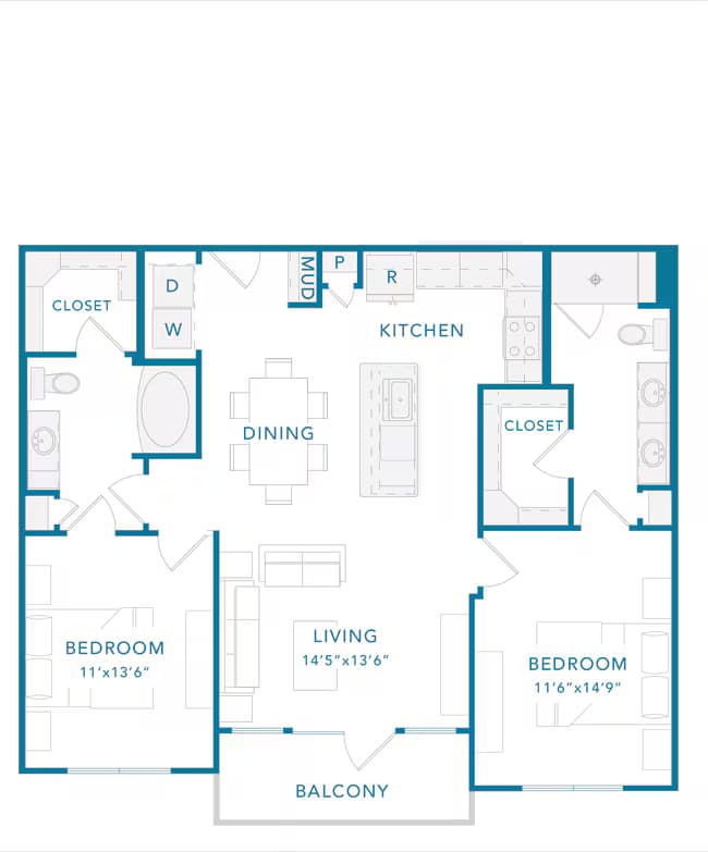 Unit 1430 1345 floor plan
