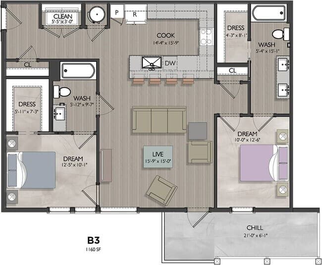 Unit 7-7405 2-2403 floor plan