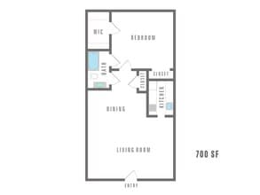 1 Bedroom 1 Bath 8607 Jones Maltsberger 1-115 floor plan