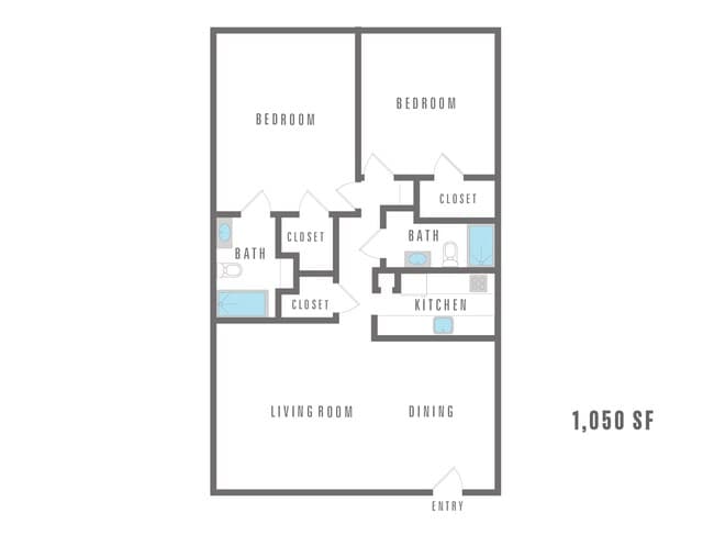 2 Bedroom 2 Bath 8607 Jones Maltsberger 7-712 floor plan