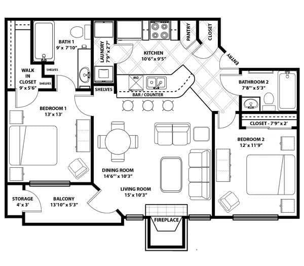 Unit 1204 1204 floor plan