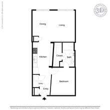 A2- 1 bedroom, 1 bath 204 floor plan