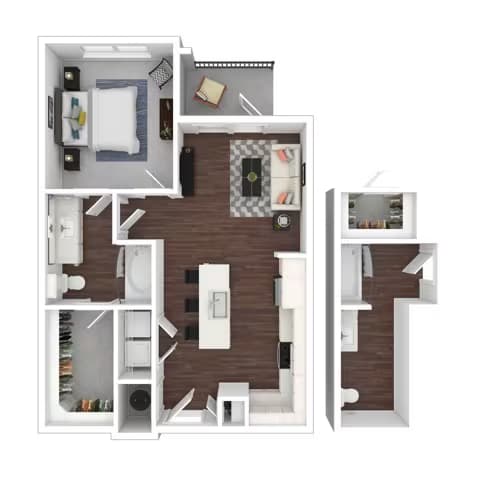 One Bedroom One Bath a2.1 5113 floor plan