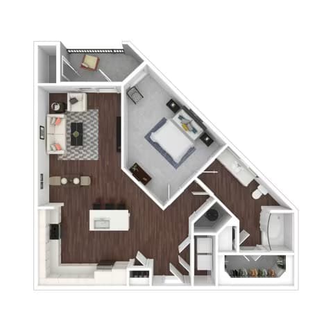 One Bedroom One Bath a7.1 3206 floor plan