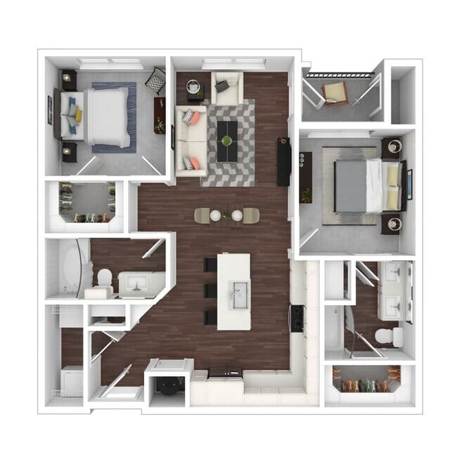 Two Bedroom Two Bath b1.2 1313 floor plan