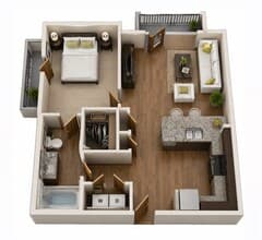 A1 - 1Bed/1Bath - Two Balconies 3308 floor plan