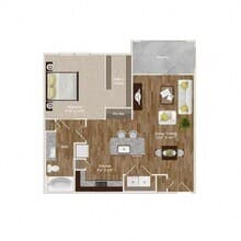 A5 - 1Bed/1Bath - Island Kitchen & Large Balcony 8104 floor plan