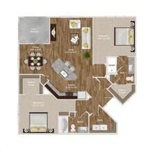 B3 - 2Bed/2Bath - Kitchen Island/Dining Area/... 5310 floor plan