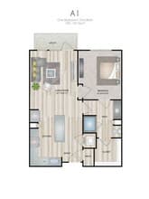 One-bedroom/One-bath 3113 floor plan