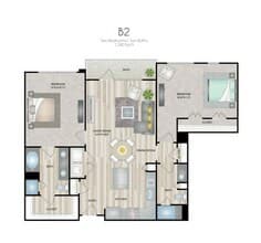 Two-bedrooms/Two-Baths 1204 floor plan
