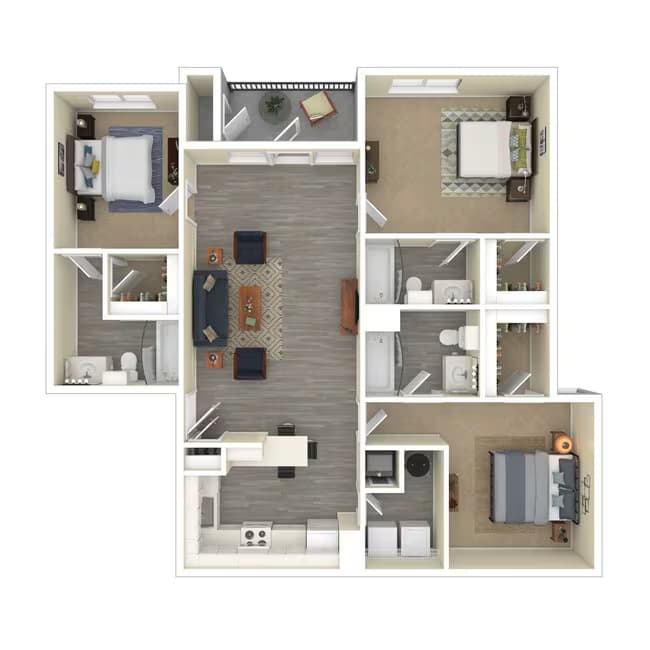 Three Bedroom 0637 floor plan