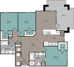 C1EU 3B Elevator Apartment 02120 floor plan