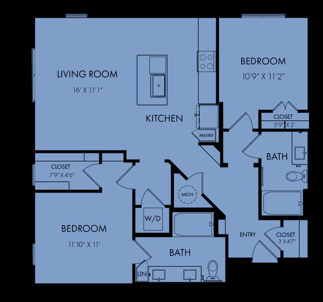Unit 540 340 floor plan