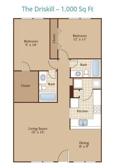 The Driskill-1000 sq ft 306 floor plan