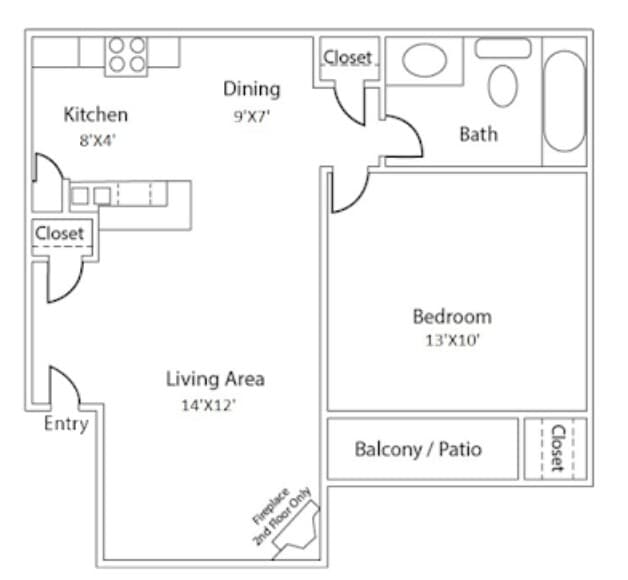 1/1br 175 floor plan