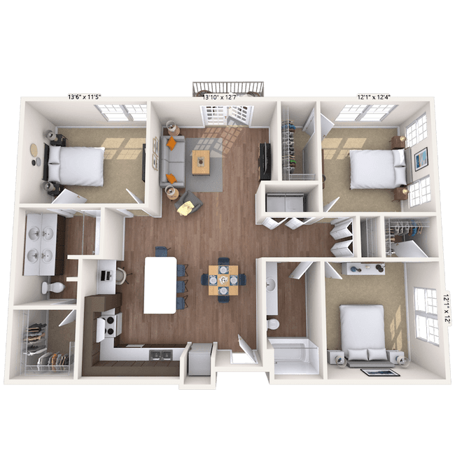 Traditional 3x2 1347-1374 SF 3135 floor plan
