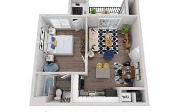 1 Bed 1 Bath 1231 floor plan
