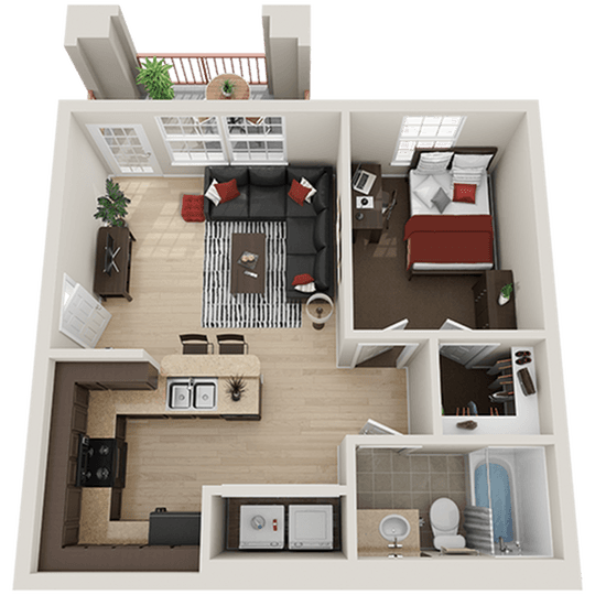 1x1 Standard Private floor plan