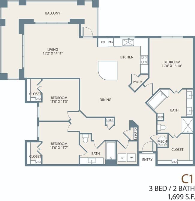 Unit 1-3106 1-2105 floor plan
