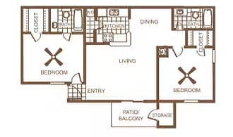 2 bedroom 2 bath 5202 floor plan