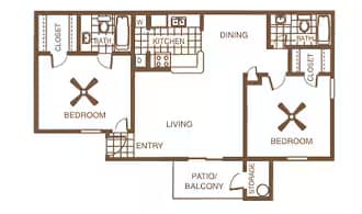 2 bedroom 2 bath 206 floor plan