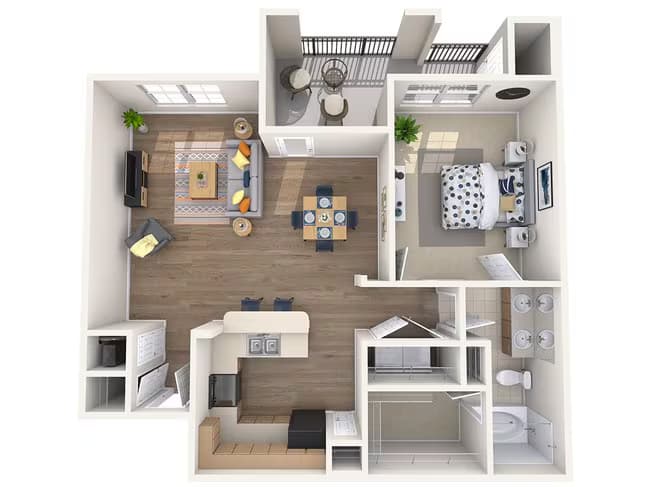 A3 1 Bed 1 Bath 05101 floor plan