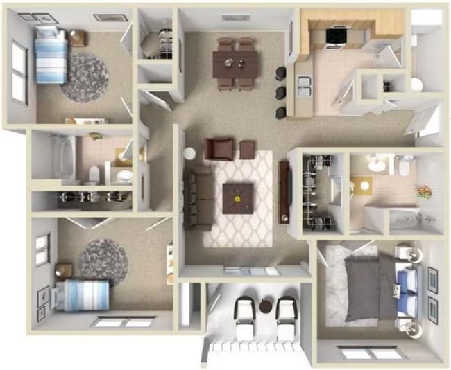 C1 3/2 1244 sf 528 floor plan