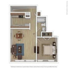 1 Bedroom, 1 Bath 0304 floor plan