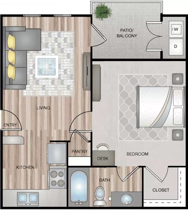 A1 - One Bedroom One Bathroom 5301 floor plan