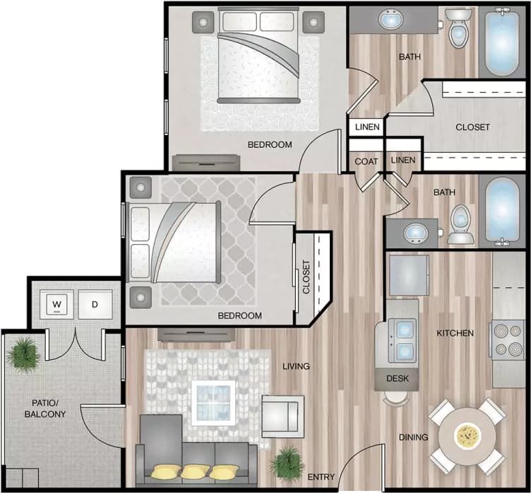 B1 - Two Bedrooms Two Bathrooms 10303 floor plan