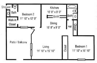 2 Bedroom B1 147 floor plan