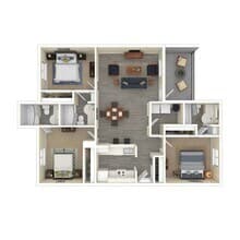Three Bedroom 1433 floor plan