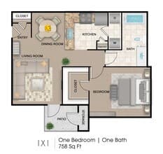 1 Bedroom 11-1122 floor plan