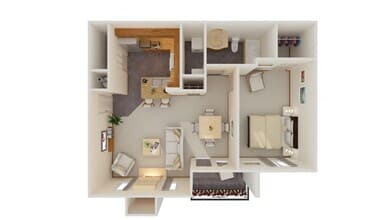 1 Bed 1 Bath 1026 floor plan