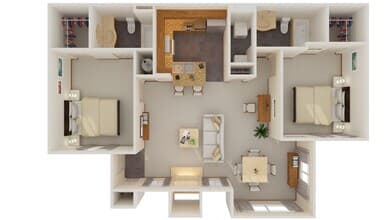 2 Bed 2 Bath w/ Flex Space 1133 floor plan