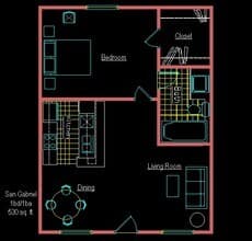 1BR/1BA 115 floor plan
