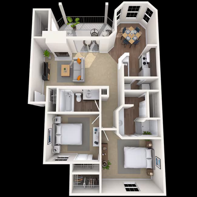 Traditional 2x2 1052-1172 SF 813 floor plan