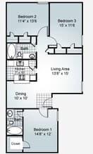2 Bedroom 1 Bathroom 247 floor plan